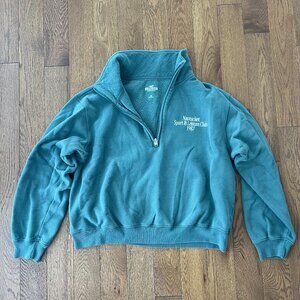Hollister Half Zip Sweatshirt M Teal | Nantucket Sport & Leisure Club 1987